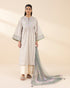 Unstitched Women's Off White Lawn Printed Shirt Dupatta